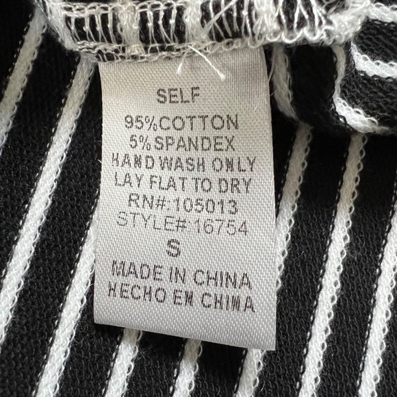 Savanna Jane Striped Stretch Knit embroidered Tank Top Black White Round Neck, S - Picture 6 of 8
